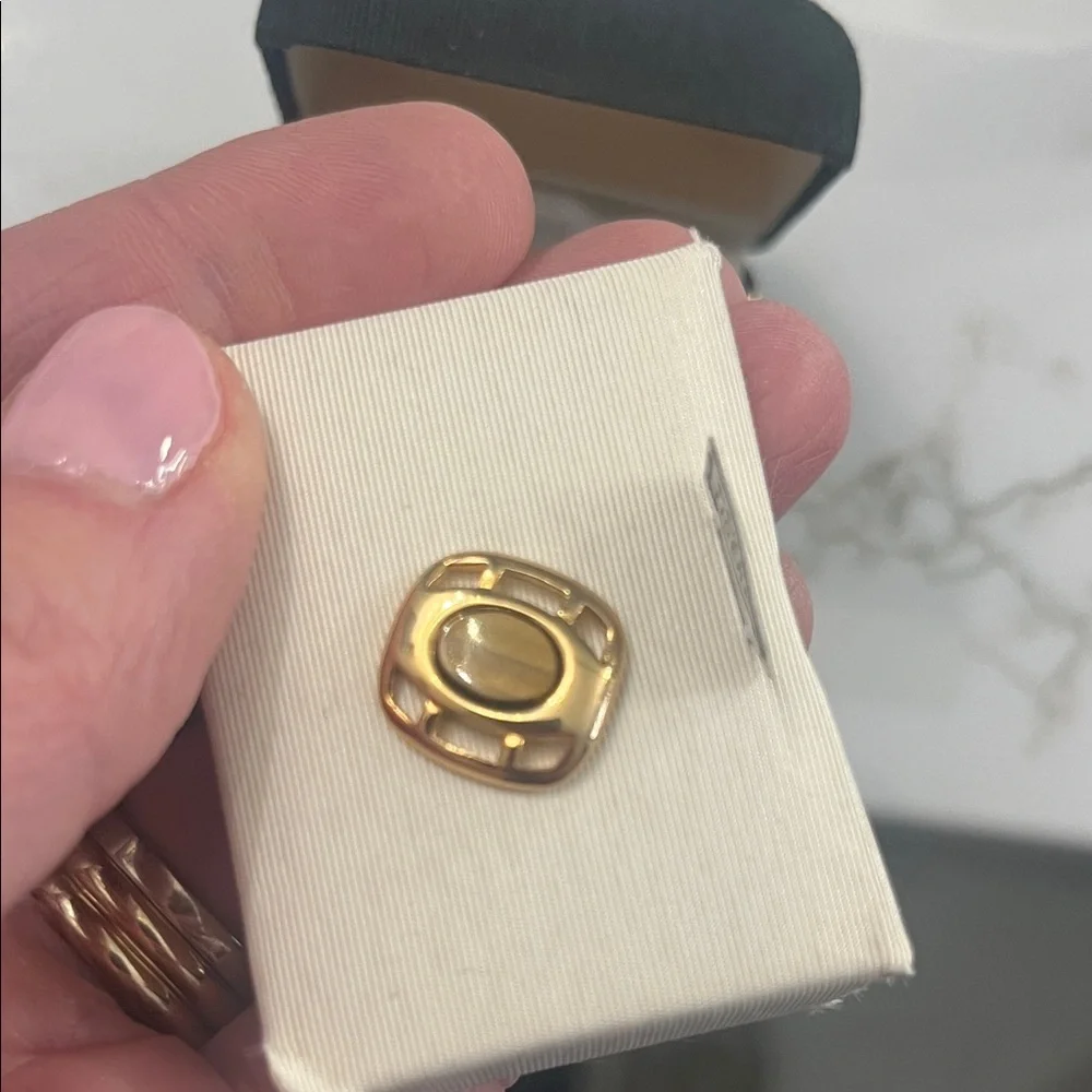 SWANK Gold Tie pin with Tiger Eye Stone - Picture 4 of 4